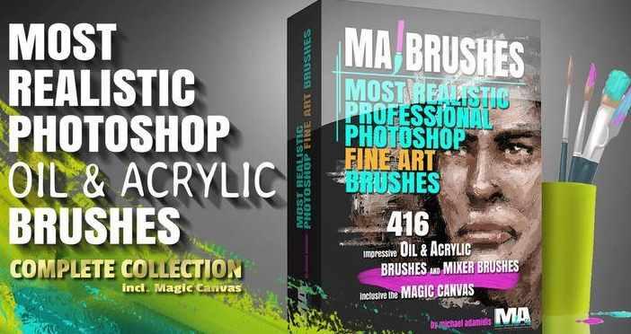 Обложка курса «Реалистичный набор масляных и акриловых кистей Photoshop MA-BRUSHES (Michael Adamidis)»
