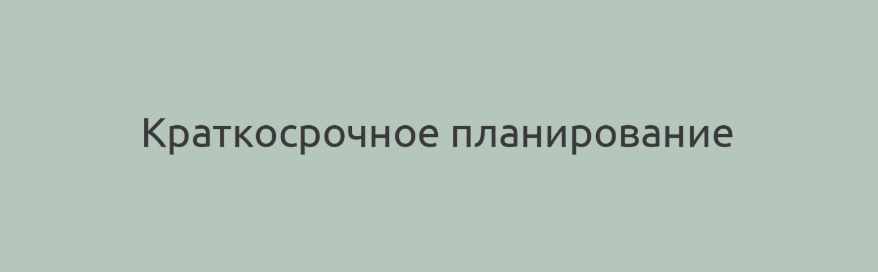 Краткосрочное планирование (Наталия Шафранова)