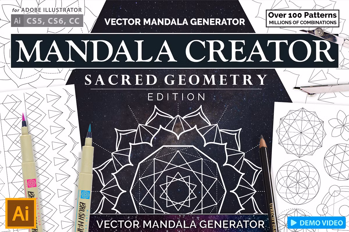 Обложка курса «[Creativemarket] Sacred Geometry Mandala Creator»