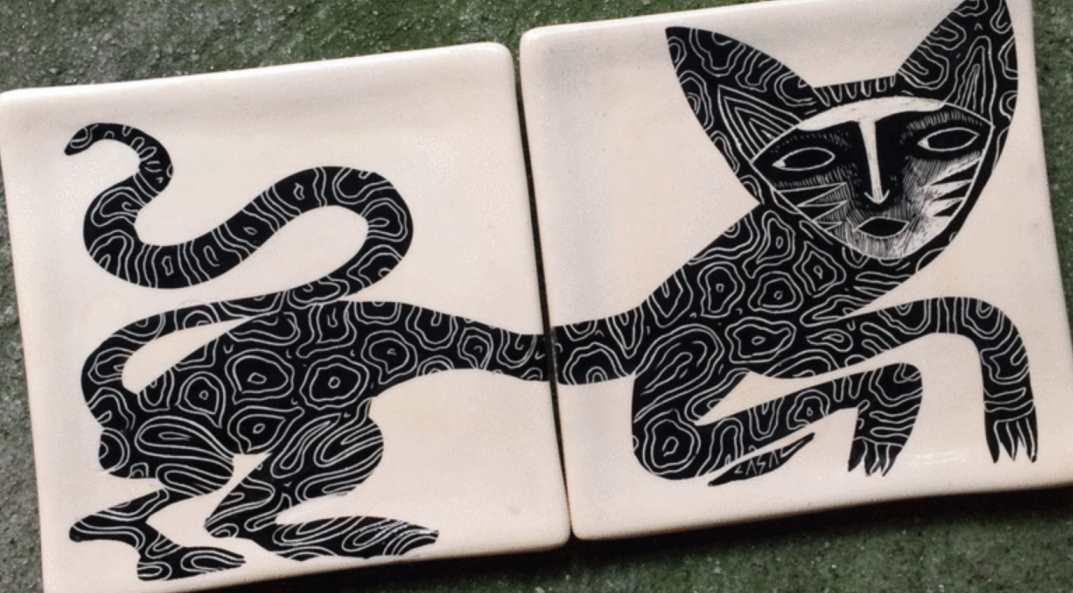 Обложка курса «[Domestika] Иллюстрация на керамике. Ceramic Illustration with Scratch Art (Samuel Casal)»