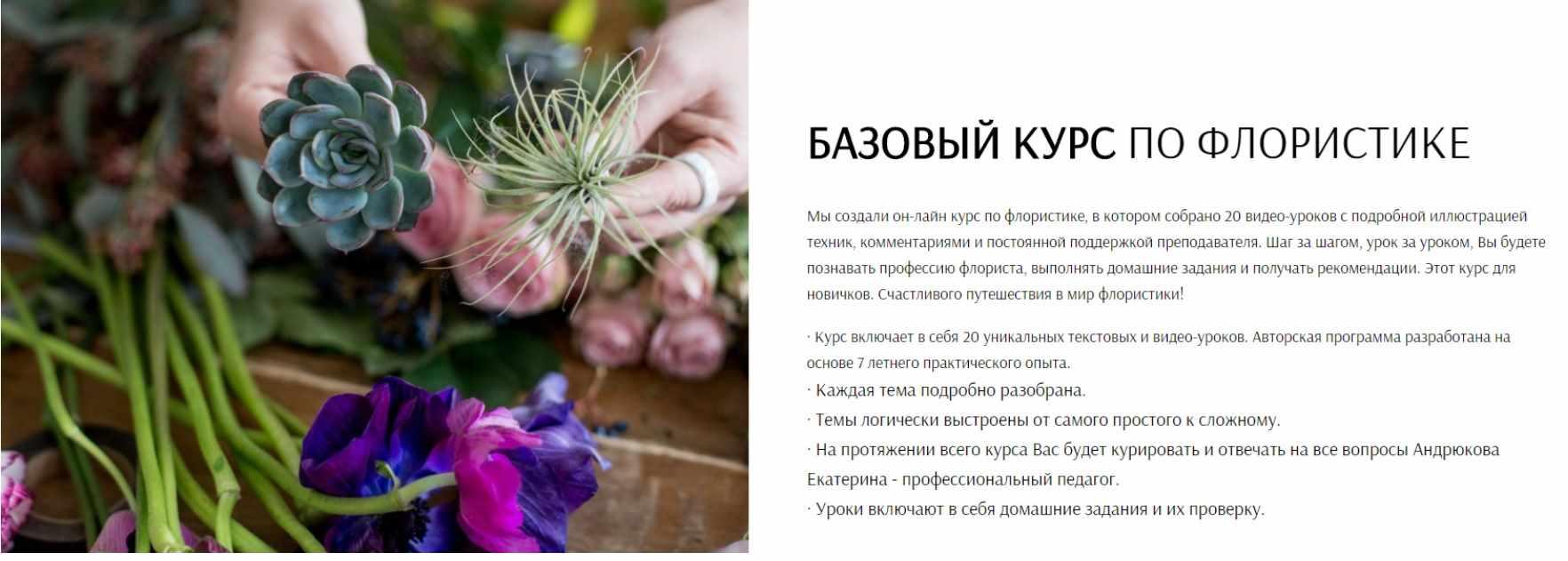 Обложка курса «[Flowerschool] Базовый курс по флористике (Екатерина Андрюкова)»