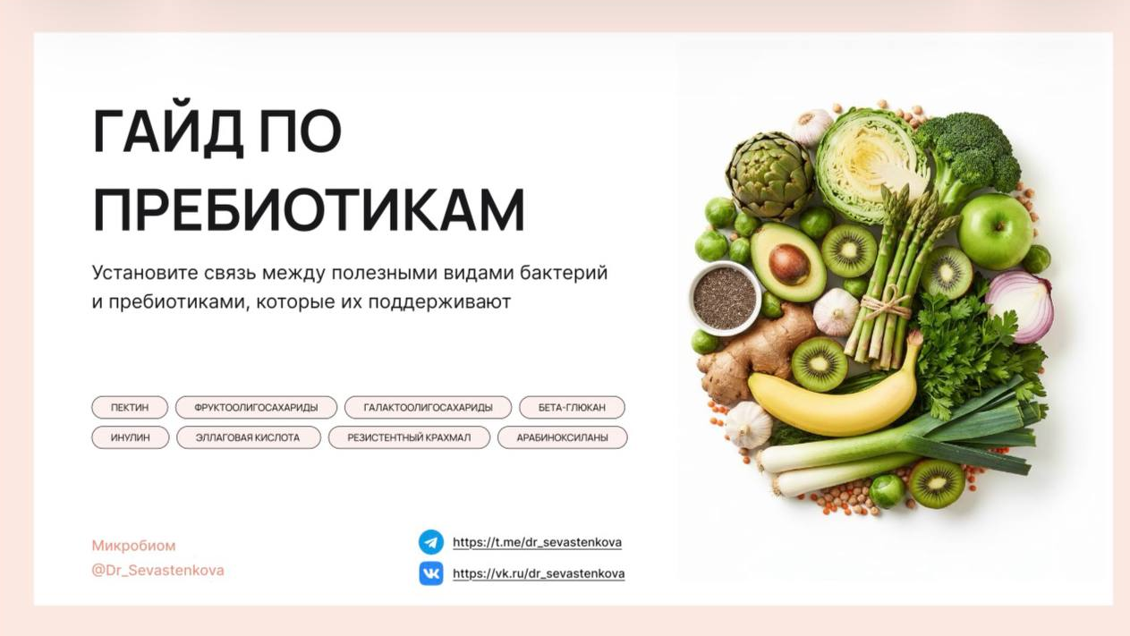 Обложка курса «Гайд по пребиотикам (Марина Севастенкова)» (здоровье жкт)