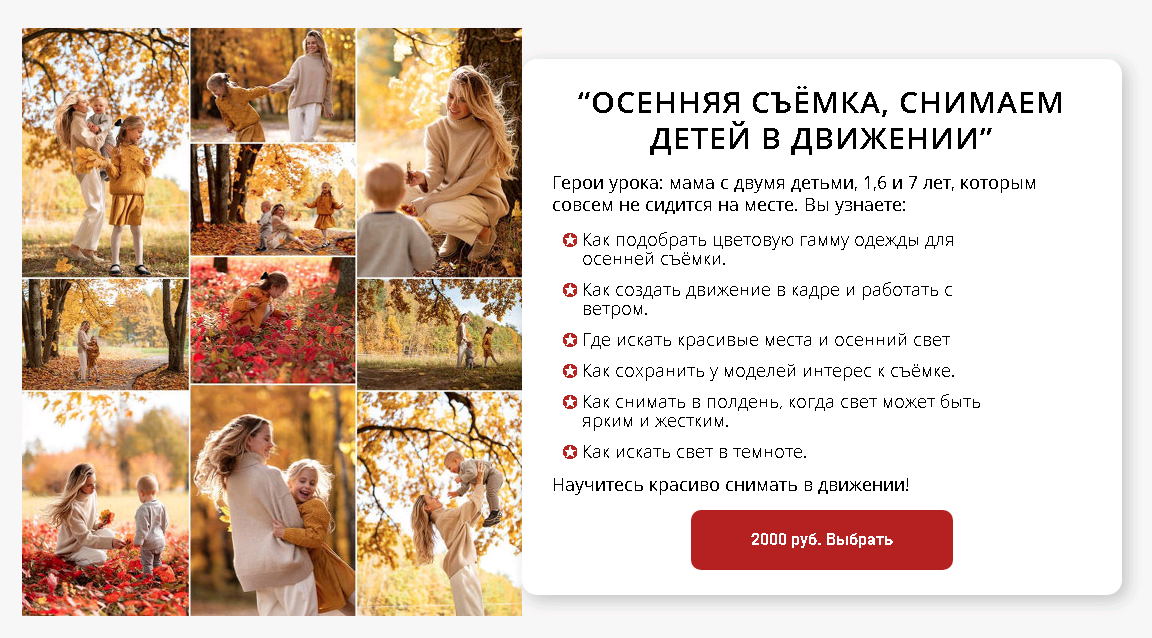 Обложка курса «[karneeva.online]Осенняя съемка снимаем детей в движении (Елена Карнеева)»