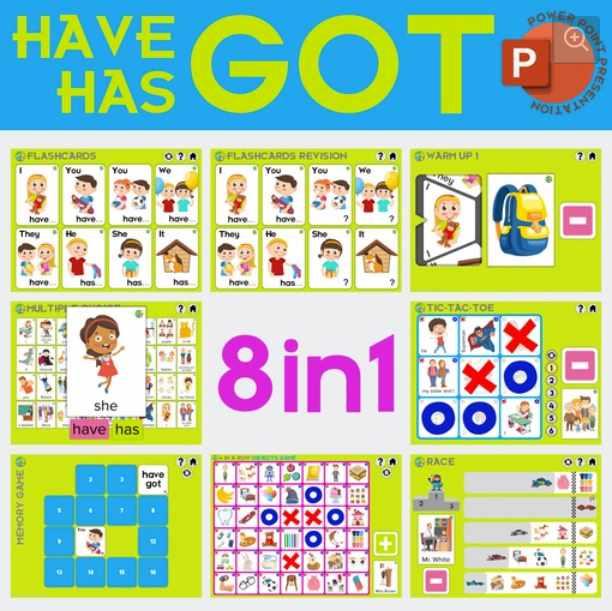 Обложка курса «[Language Stuff] Have got/Has got. 8in1 PowerPoint Presentation (Андрей Хрулёв, Женя Плясунова)»
