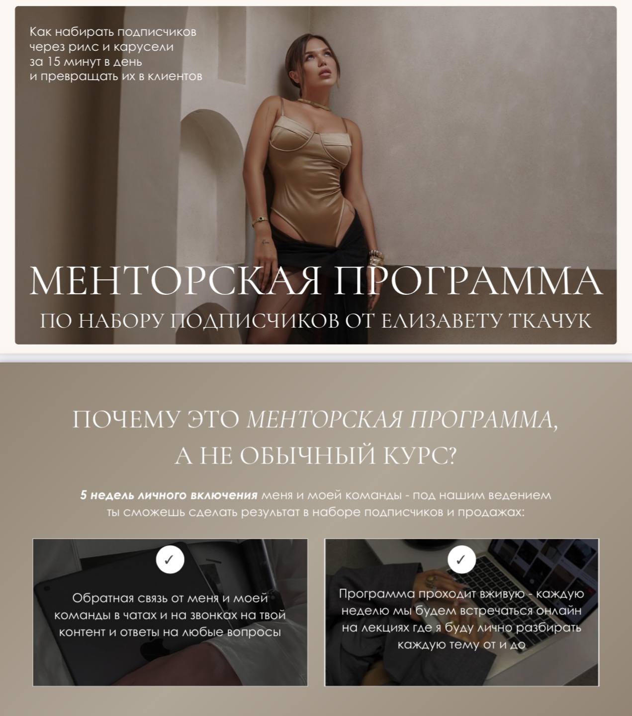 Обложка курса «Менторская программа по набору подписчиков. (Елизавета Ткачук)»