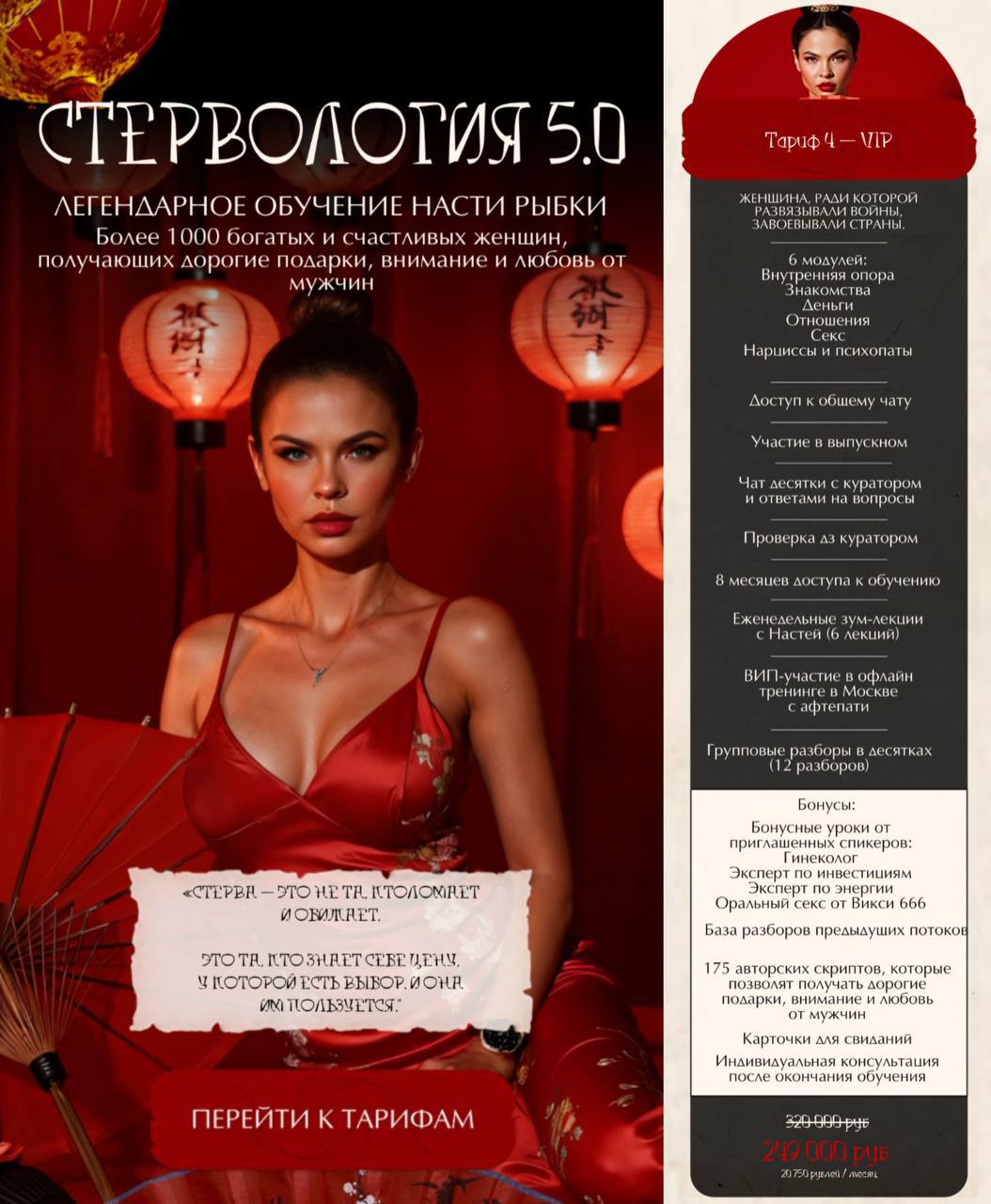 Обложка курса «Стервология 5.0. Тариф 4 - VIP (Настя Рыбка)»