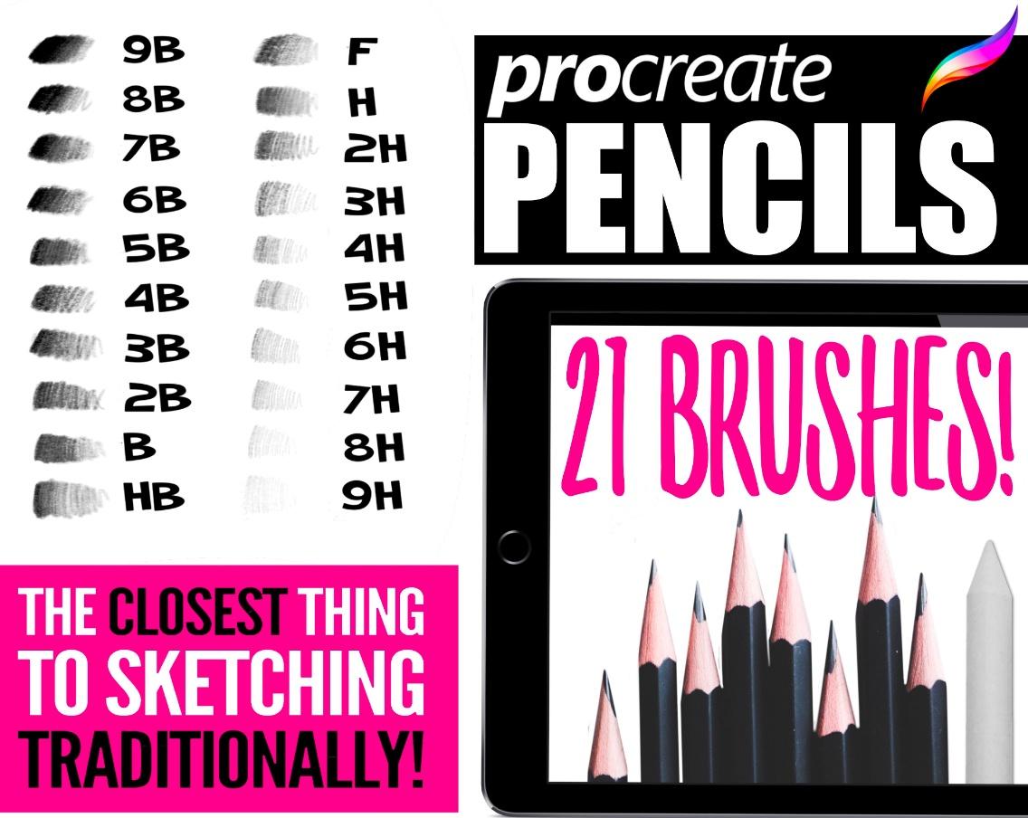 Реалистичные карандашные кисти для Procreate The Definitive Pencil Brush Set for Procreate (BeeJayDeL)
