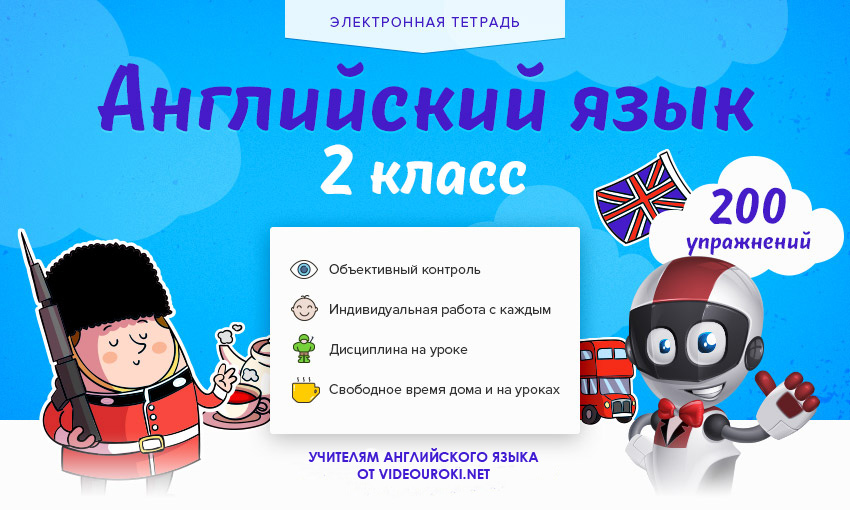 Обложка курса «[Videouroki] Электронная тетрадь. Английский язык 2 класс»