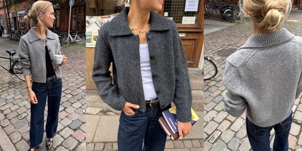 Обложка курса «[Вяжи.ру] Модный свободный жакет спицами с воротником Petra Jacket (PetiteKnit)»